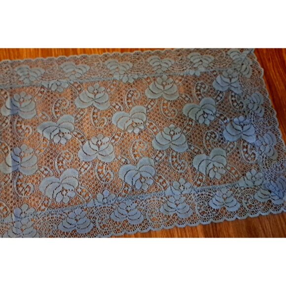 Blue Lace Table Runner Floral Dresser Scarf Country Cottage Farmhouse 40x14 - Picture 3 of 3